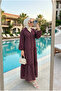 Women's Polka Dot Layered Hijab Dress (Unlined) - 3