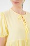 Women's Round Neck Gathered Waist Short Sleeve Viscose Yellow Dress - 2