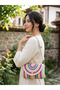 Women's Stylish Knitted Textured Rainbow Patterned Summer Hand and Shoulder Bag - Adjustable Handle Arm and Shoulder Women's Bag - 6