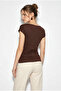 Women's Black Coffee Degaje Collar Side Gathered Detailed Lycra Double Blouse 6157 60286227 - 7