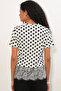Women's Tulle Detailed Polka Dot Blouse 40018 - White - 6