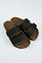 Vega Women's Vegan Leather Double Strap Velcro Black Slippers - 4