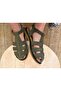 Women's Genuine Leather and Khaki Suede Sandals - 6