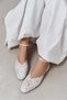 Tracy White Lace Detail Women's Ballerina Sandals with Back Strap and Buckle - 7