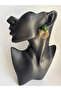 Gold Color Green Earrings (3.2 cm) - 7