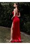 Banquet Party Bandeau Suspender Dress for Women Evening Dresses Side Slit Backless Long-Length Slee - 3