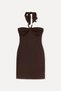 Women's Brown Neckline Detailed Fitted Mini Dress