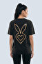 Women's Black & Gold Oversized T-Shirt With Large Back Graphic - 5