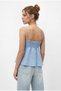 Women's Baby Blue V-Neck Bow Detailed Thin Strap Blouse with Gipe Detailed Back 20194 60286267 - 6