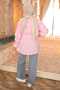 Pink Buttoned Sleeve Elastic Waist Drawstring Modal Woven Shirt - 5
