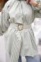Mint Green Elastic Cuffed Belted Shirt - 4