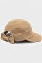 Women's Beige Wide Brim Summer Hat |   Adjustable Visor Cap with Bow Detail