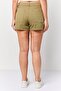 Women Solid Basic Shorts, Khaki - 2