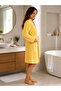 Cotton Kimono Bathrobe with Shepherd's Stitch Detail, Belted, with Pockets, Soft Textured - 3