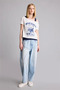 Boxy Fit Boat Neck Printed Short Sleeve T-Shirt H8921Ax26Hs - 2