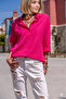 Women's Fuchsia Long Sleeve Loose Seersucker Fabric Basic Tunic Shirt 3522275 - 2