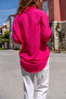 Women's Fuchsia Long Sleeve Loose Seersucker Fabric Basic Tunic Shirt 3522275 - 5