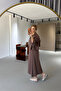 Adjustable Strap Dress - Shirt Brown Tencel Set - 4