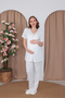 Powder Knitted Jacquard Double-Breasted Design Cotton Maternity Pajama Set of 3 - 8