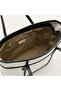 Women's Black Canvas Textured Handbag with Sewing Detail - 3