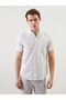Men's Regular Fit Short Sleeve Striped Linen Blend Shirt