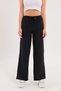 Black Linen Blend Loose-Fit Trousers with Elastic Waist