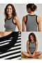 Women's Black and White Striped Premium Camisole Slim Fit Crew Neck Undershirt - 6