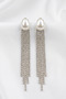 Pearl Drop Waterway Fringed Evening Dress Long Earrings 10 Cm. - 2