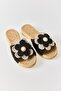 Women's black macrame knit detailed closed front slippers - 2