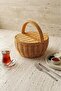 Round Wicker Picnic and Presentation Basket with Lid - 20 cm Decorative Woven Basket