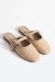 Beige tweed fabric women's slippers - stylish buckled soft sole everyday slippers - 2