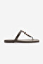 Women's Blunt Toe Flip-Flop Strap Beaded Daily Slippers Dekase Brown - 3