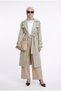 Waist Belted Trench Coat with Allerli Pockets on the Back, Mold Green 26Yt707