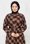 Seasonal Dress with Buttons, Plaid Pattern, and Belt Detail - 3