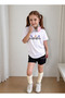 Girl's T-Shirt and Shorts Set, Printed Cotton, Summer Casual Fit Combination
