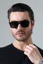 Men's Black Frame Black Glass Metal Edge Detail Sunglasses - 4