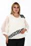 Plus Size (50-56) Leopard Pattern Detailed Chiffon Three Quarter Sleeve Evening Dress Women's Blouse - 2