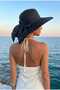 Women's Straw Hat with Large Brim and Ribbon, Focused on Simplicity - 3
