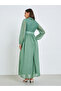 Green Lace Yoke Belted Maxi Dress - 5