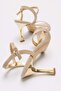Women's Single Strap Heeled Sandals; Gold Glitter - 4