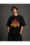 Aura Oversize Unisex T-Shirt – Flame Printed Graphic Streetwear Loose Fit T-Shirt