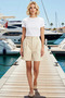 Women's Shorts Regular Fit High Waist Plain Woven Double Pockets Button Closure Tubular Leg City Cut - 4