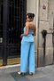 Blue Halter Neck Vest Palazzo Pants Set - 4