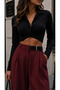 Women's Half-Waisted Palazzo Fabric Pants - 3