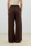 Brown Double Pleated Side Zipper Women's Trousers - 6
