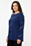 Women's Cobalt Blue Stone Detailed Combed Cotton Blouse - 2