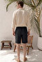 Men's Black Regular Fit Comfortable Cut 100% Pure Cotton Lightweight and Anti-Sweat Muslin Shorts - 4