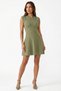 Khaki Green Sleeveless Crew Neck Knitwear Dress Standard Fit Regular Cut - 7