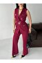B Belt Detailed Gold Buttoned Vest Trousers Blazer Suit - 5