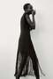 Fringed shoulder-pad dress